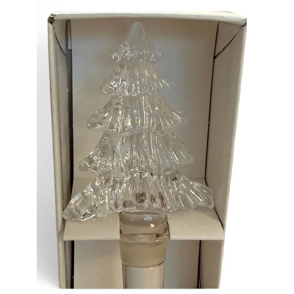 Mikasa Holiday Time Christmas Tree Crystal Glass Bottle Stopper T8193/900 Clear